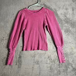 Free People Wesley Thermal Pink XS Boho Lounge Wear Everyday Staple